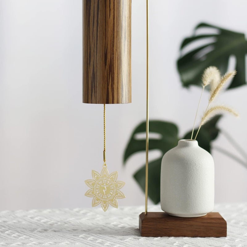 Mowind Chakra Chimes Natural Bamboo Wind Chimes Meditation Chord Windchime Wind Bell for Home Decoration Zen Mindfulness Solar Plexus Chakra - Image 3